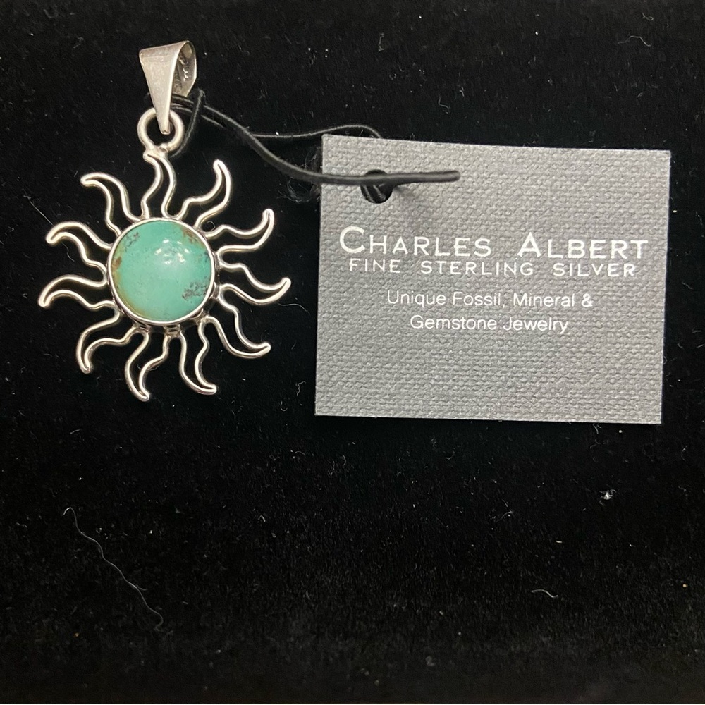 Charles Albert Silver Sunburst Pendant with Turquoise